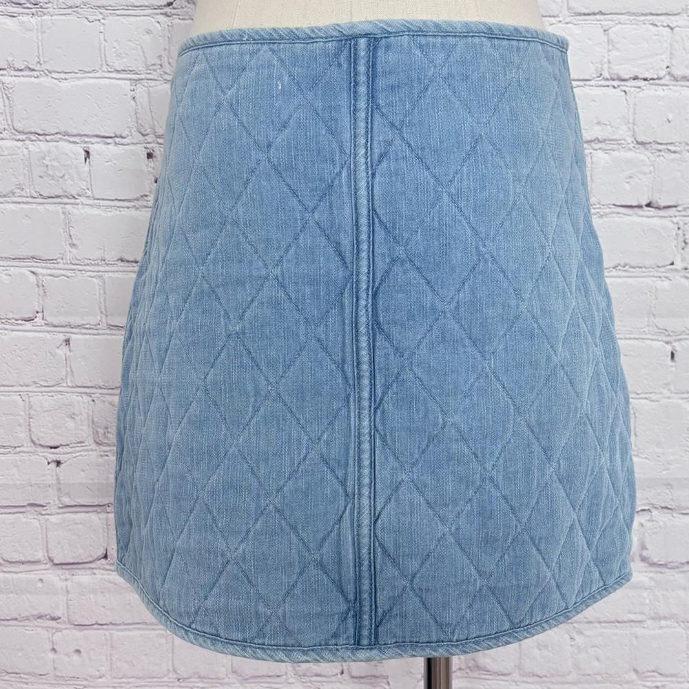 BLANK NYC Skirt Quilted Wrap Denim Blue Mini Skirt—NWT—28 - Picture 9 of 13